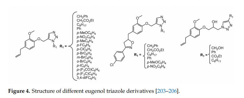 Structure of different eugenol triazole derivatives